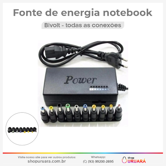 SHOPURUARA Bivolt Fonte Carregador Universal Laptop Notebook e  Computador