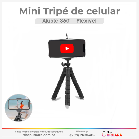 SHOPURUARA Tripé Mini Suporte Flexível Celular Universal Articulado Uruará-PA, URUARAINFO, SHOPURUARA, PRODUTOS EM URUARÁ