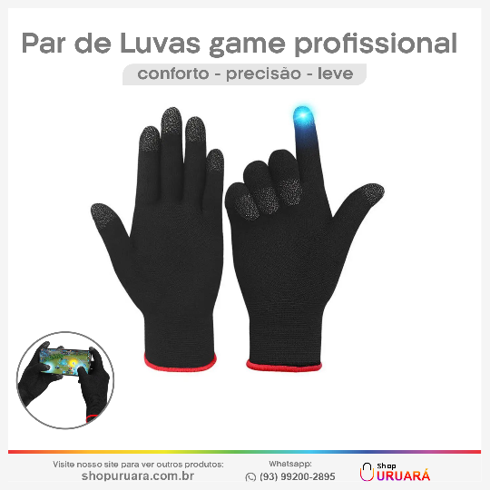 SHOPURUARA 01 Par Luva gamer inverno pubg free fire Call Off duty, Alta Sensibilidade, anti-suor