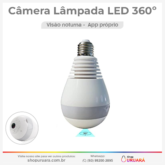 SHOPURUARA Câmera lâmpada espiã com visão noturna