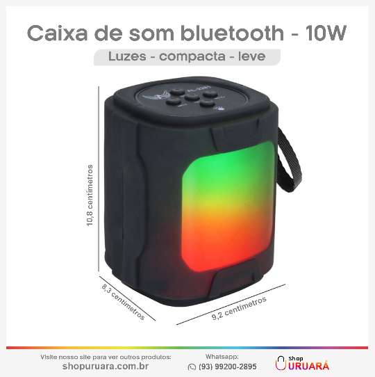 SHOPURUARA Caixa de som bluetooth LED