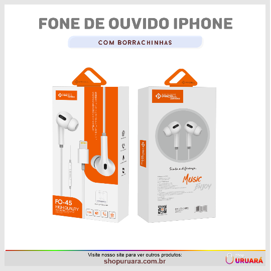 SHOPURUARA Fone de ouvido para Iphone pmcell