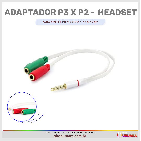 SHOPURUARA Cabo Adaptador P3XP2 - Fone - Microfone - Headset - Xbox  One